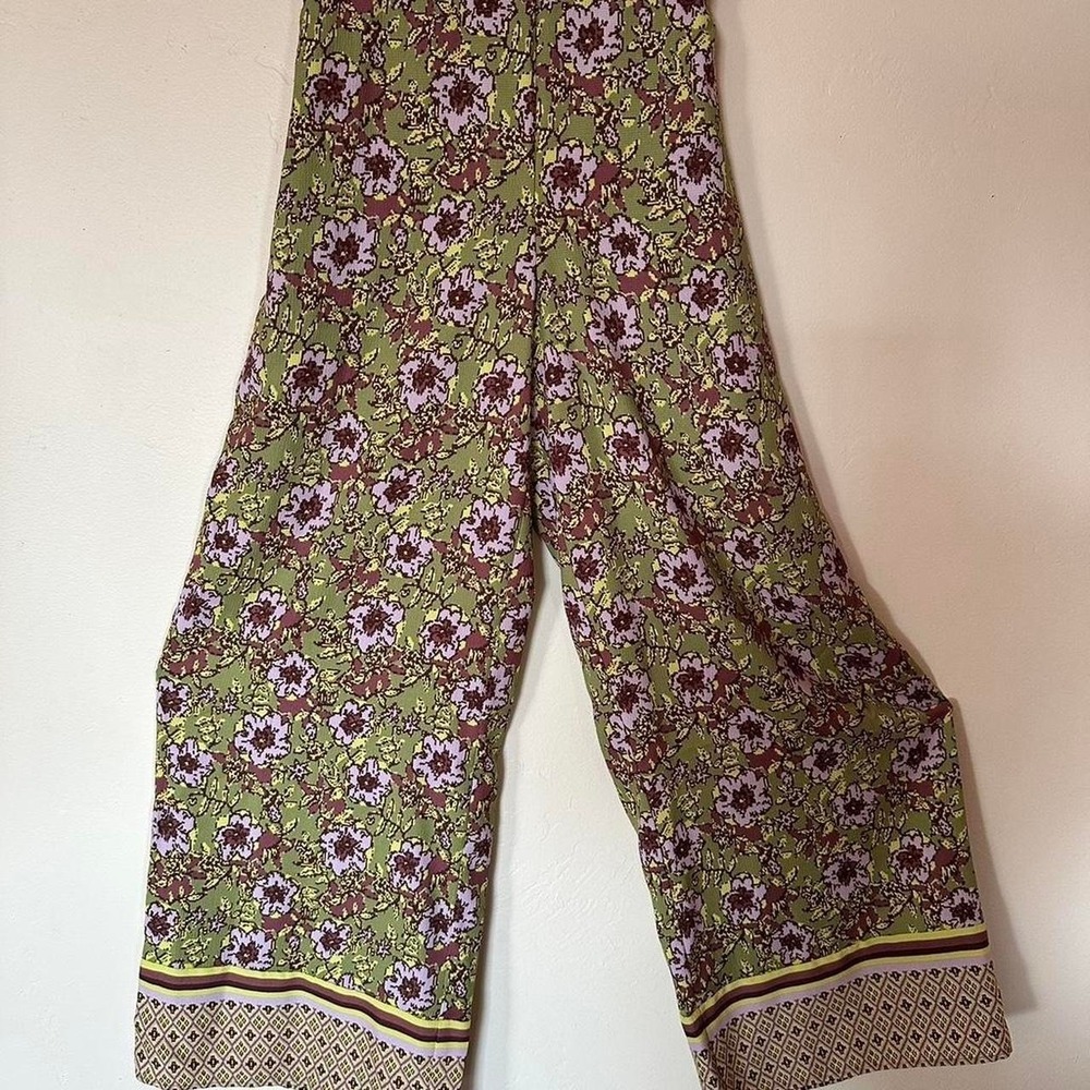 NWT Cupcakes and Cashmere multicoloured floral wide leg pants Size M lounge airy